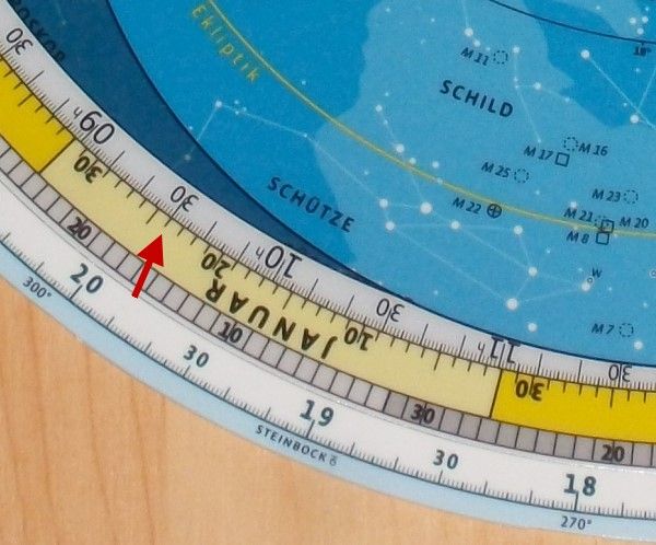 Sternkarte Datum und Uhrzeit einstellen