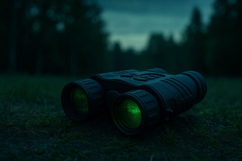 Fernglas mit Nachtsichtfunktion bei Nacht im Einsatz im Wald