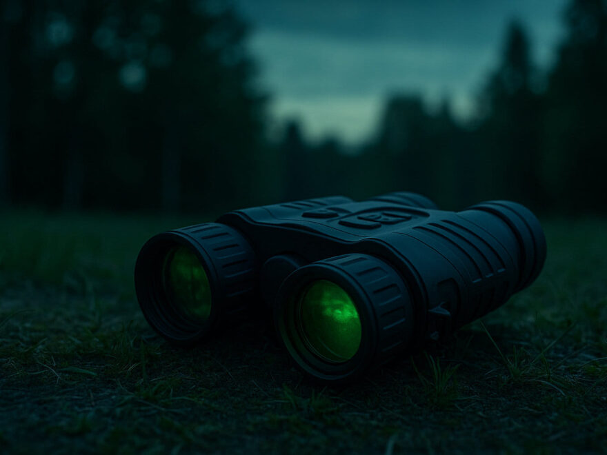 Fernglas mit Nachtsichtfunktion bei Nacht im Einsatz im Wald
