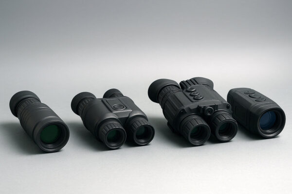 Vier Nachtsichtgeräte unterschiedlicher Generationen im Technikvergleich